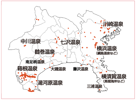 神奈川県内の温泉地図