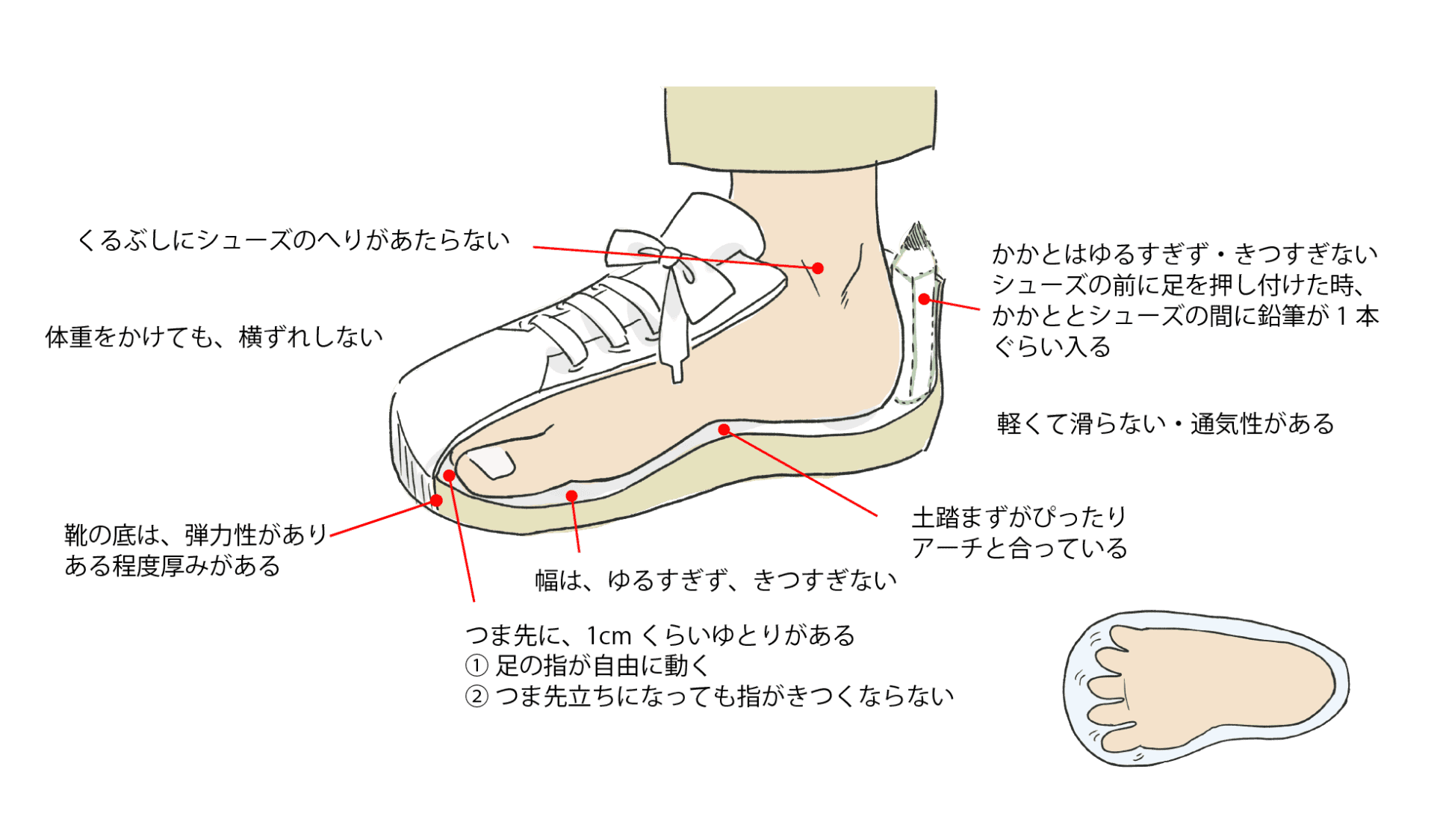 歩きやすい靴のポイント