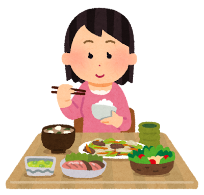 栄養バランスのとれた食事をする女性