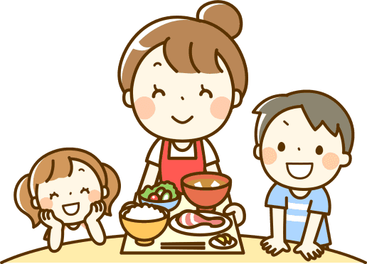 朝ごはんを食べる様子