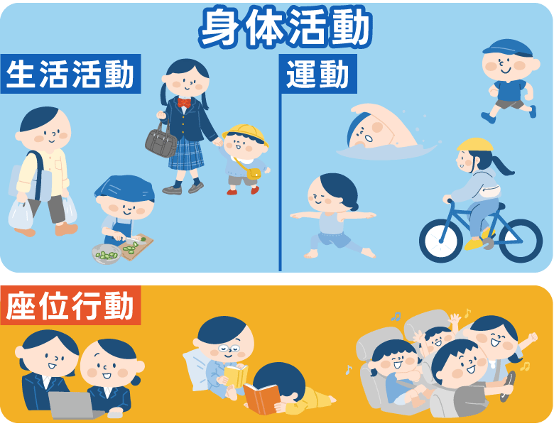 身体活動（生活活動・運動）、座位行動