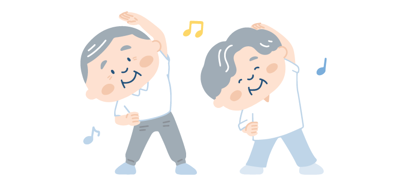高齢者がラジオ体操をしている様子