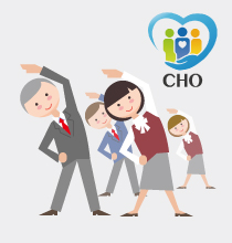 CHO構想推進事業所のロゴと健康経営のイメージ